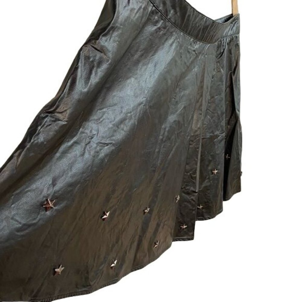 Sans Souci Star Studded Black Metal Vegan Leather Skirt Size L - Picture 9 of 12